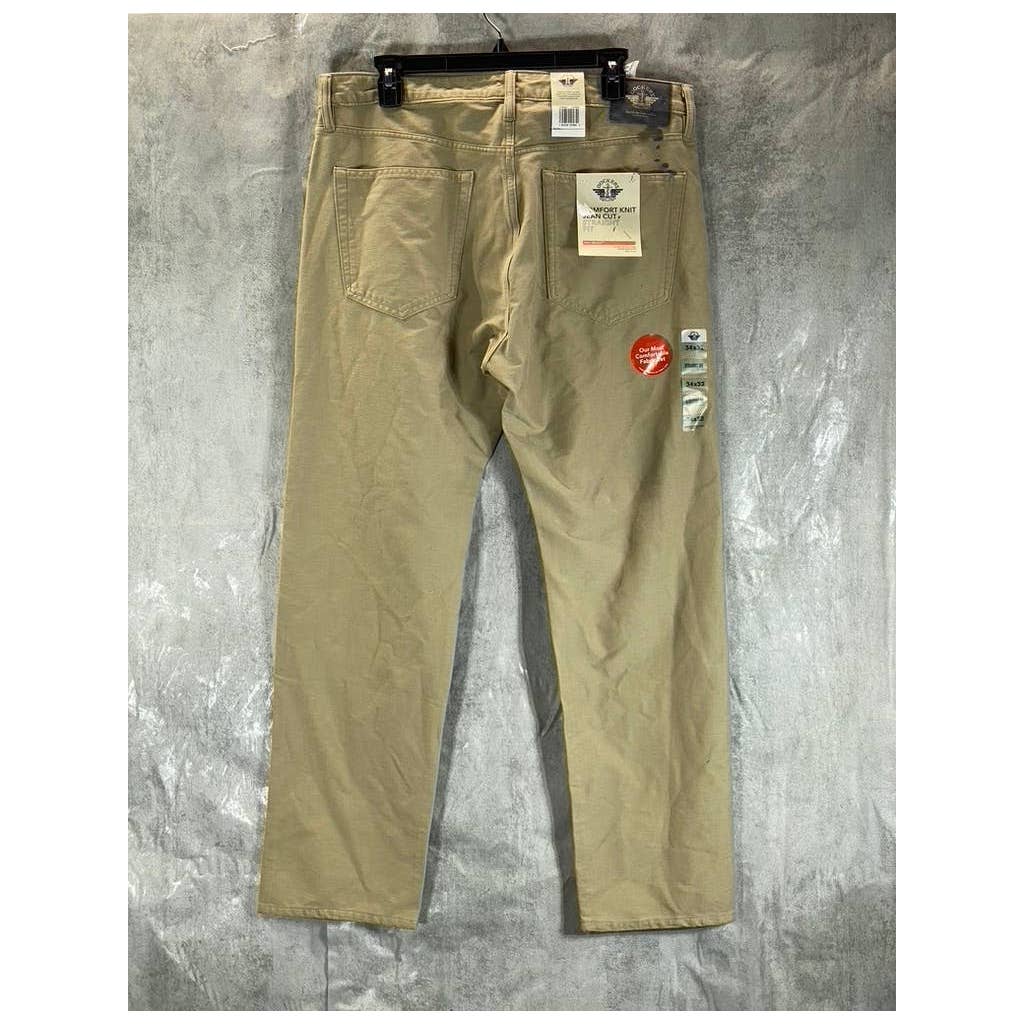 DOCKERS Men's Tan Smart 360 Comfort Knit Straight-Fit Pants SZ 34X32