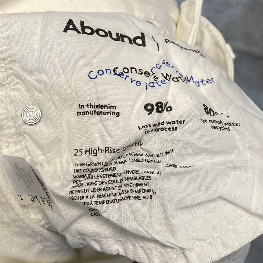 ABOUND Women's White High-Rise Skinny Denim Jeans SZ 25