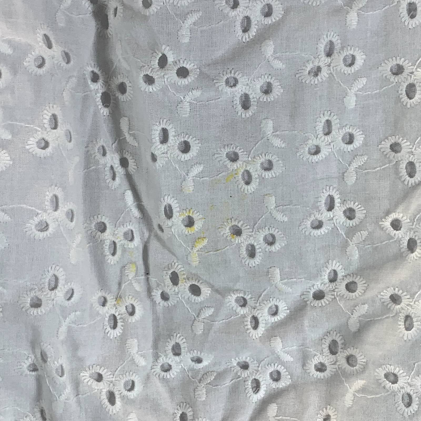 1.STATE Women's Ultra White Eyelet Raglan Sleeve Tie-Hem Crop Top SZ S