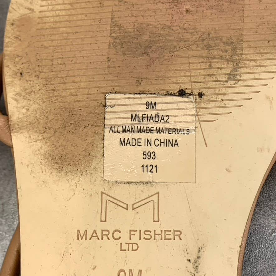 MARC FISHER LTD Women's Medium Natural Fiada Square-Toe Thong Sandals SZ 9