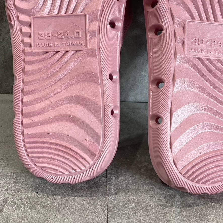 TECS Women's Rose Pink PVC Round-Toe Slide Sandals SZ 7