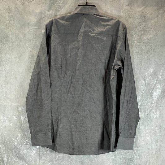 BAR III Men's Charcoal Chambray Slim-Fit Stretch Button-Up Long-Sleeve Shirt SZM
