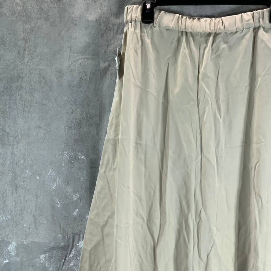 ALFANI Women's Oatmeal Elastic Waist Pocketed Pull-On Midi Skirt SZ 10