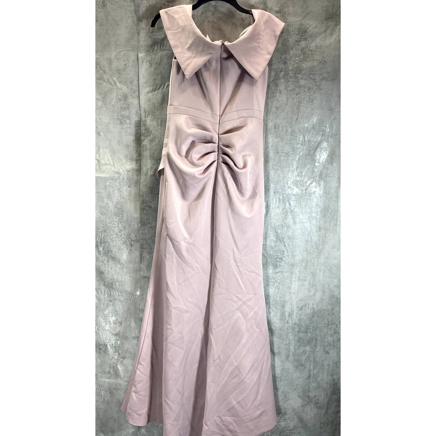 XSCAPE Women's Blush Pink Off-The-Shoulder Sweetheart Neck Ruched Gown SZ 6