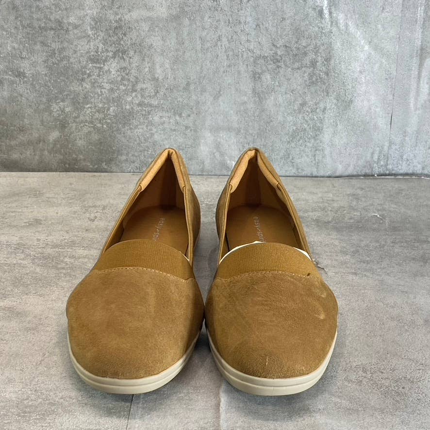 EASY SPIRIT Women's Wide Width Camel Leather Bounce Slip-On Flats SZ 8W