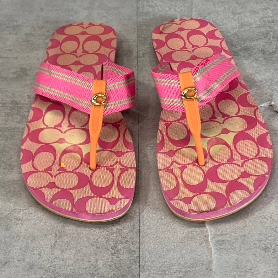 COACH Women's Pink Zoe Slip-On Flat Flip-Flop Sandals SZ 9B