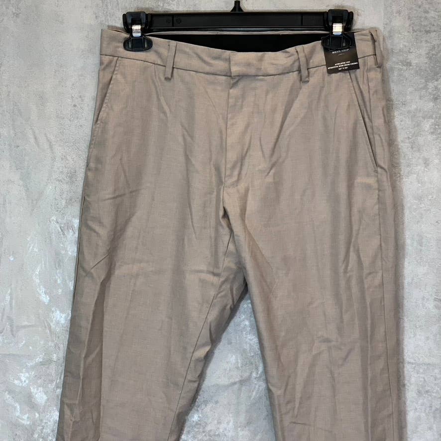 NORDSTROM Men's Grey Taupe Dobby Textured Non-Iron Athletic Fit Chino Pants SZ 33X32