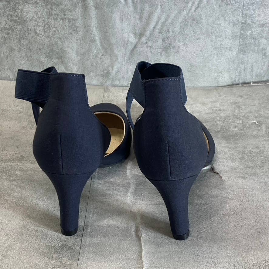 LIFESTRIDE Women's Navy Gallery Almond-Toe Elastic Strap Slip-On Pumps SZ 8