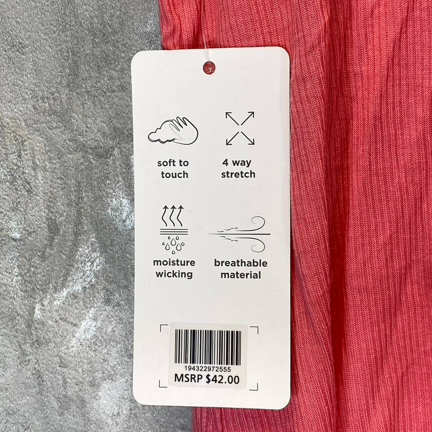 JONES NEW YORK Sport Women's Fresh Coral Ribbed Short Sleeve Top SZ M