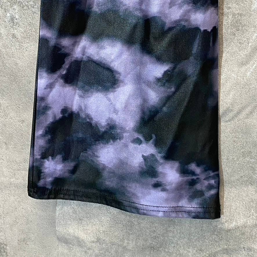 TOPSHOP Petite Black/Purple Tie-Dye Wide Leg Pull-on Pants SZ 2