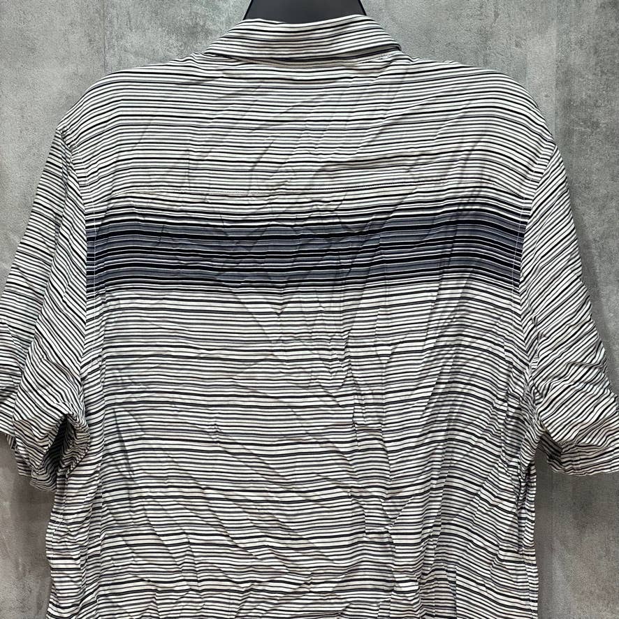 ALFANI Grey Gradient Stripe Short Sleeve Shirt SZ XL