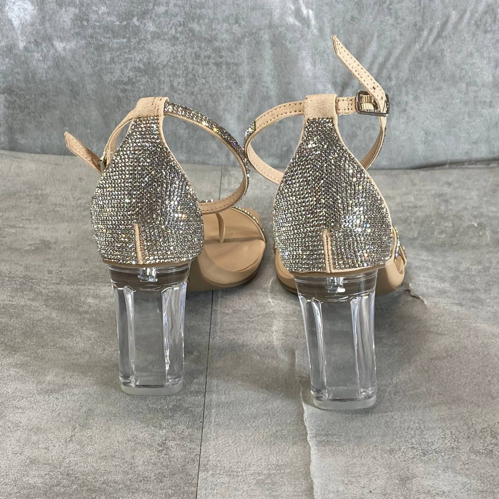 BAR III Women's Silver Bling Rhinestone Blakke Square-Toe Sandals SZ 7