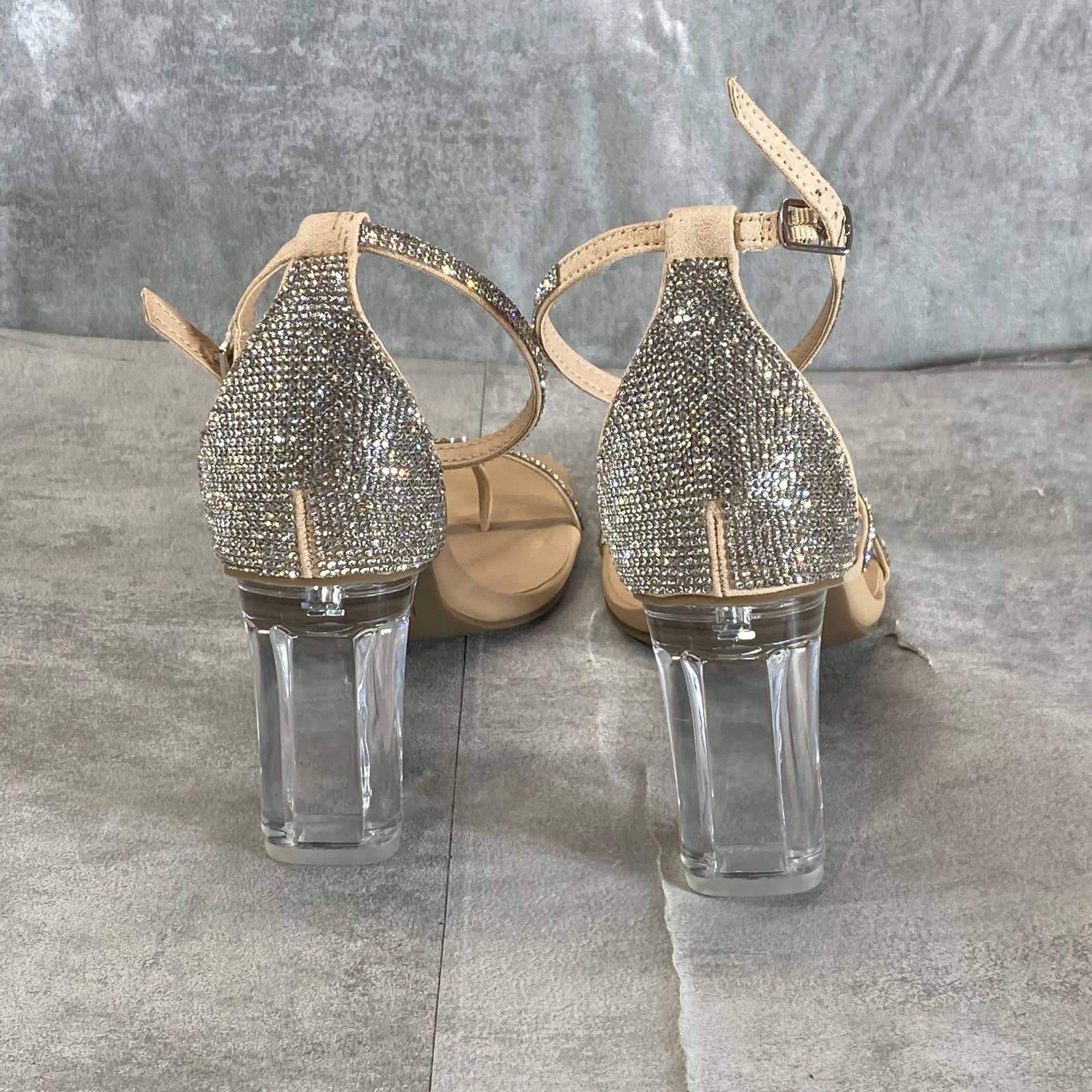 BAR III Women's Silver Bling Rhinestone Blakke Square-Toe Sandals SZ 7