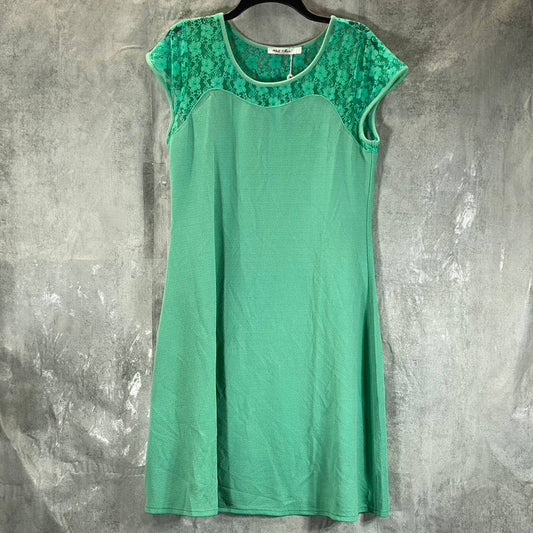 WHITE MARK Women's Plus Mint Pelagia Scoop-Neck Lace-Trim Mini Dress SZ 1XL