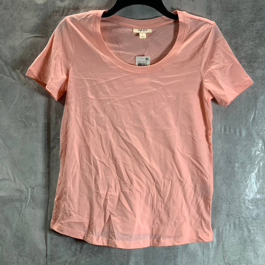 STYLE & CO Women's Champagne Pink Scoop-Neck Short Sleeve Classic Tee SZ S