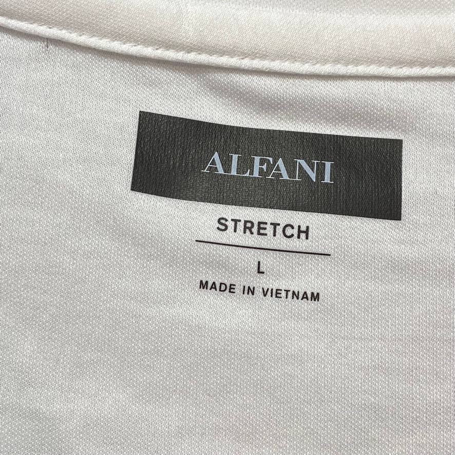 ALFANI White Travel Stretch V-Neck T-Shirt SZ L