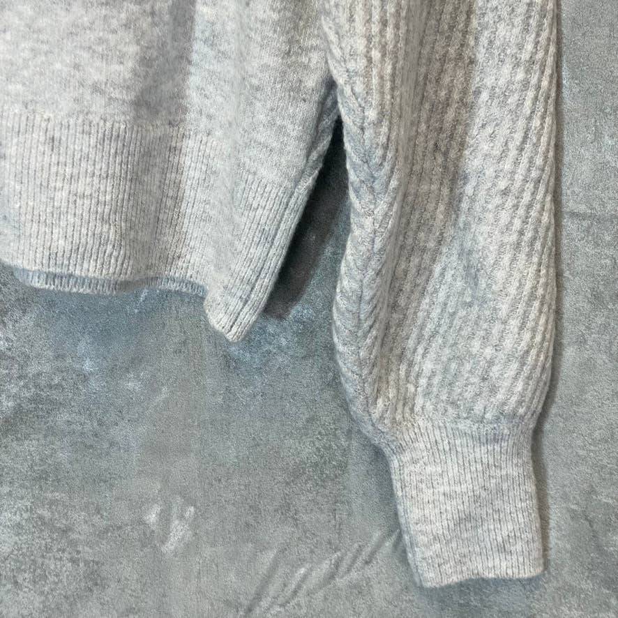 HOOKED UP Women's Grey Melange V-Neck Cutout Ribbed Soft Pullover Sweater SZ S