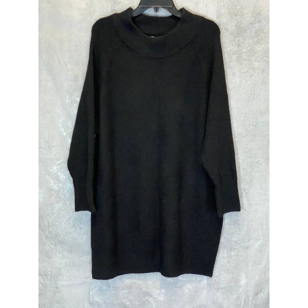 TOPSHOP Women's Solid Black Crewneck Knit Mini Sweater Dress SZ 8-10 (M)