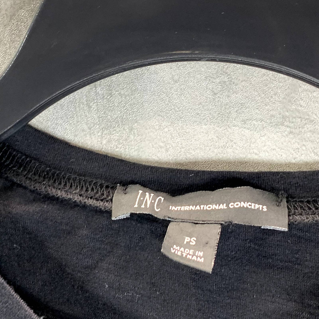 INC INTERNATIONAL CONCEPTS Women's Petite Black Cotton Ruffled-Sleeve Top SZ P/S