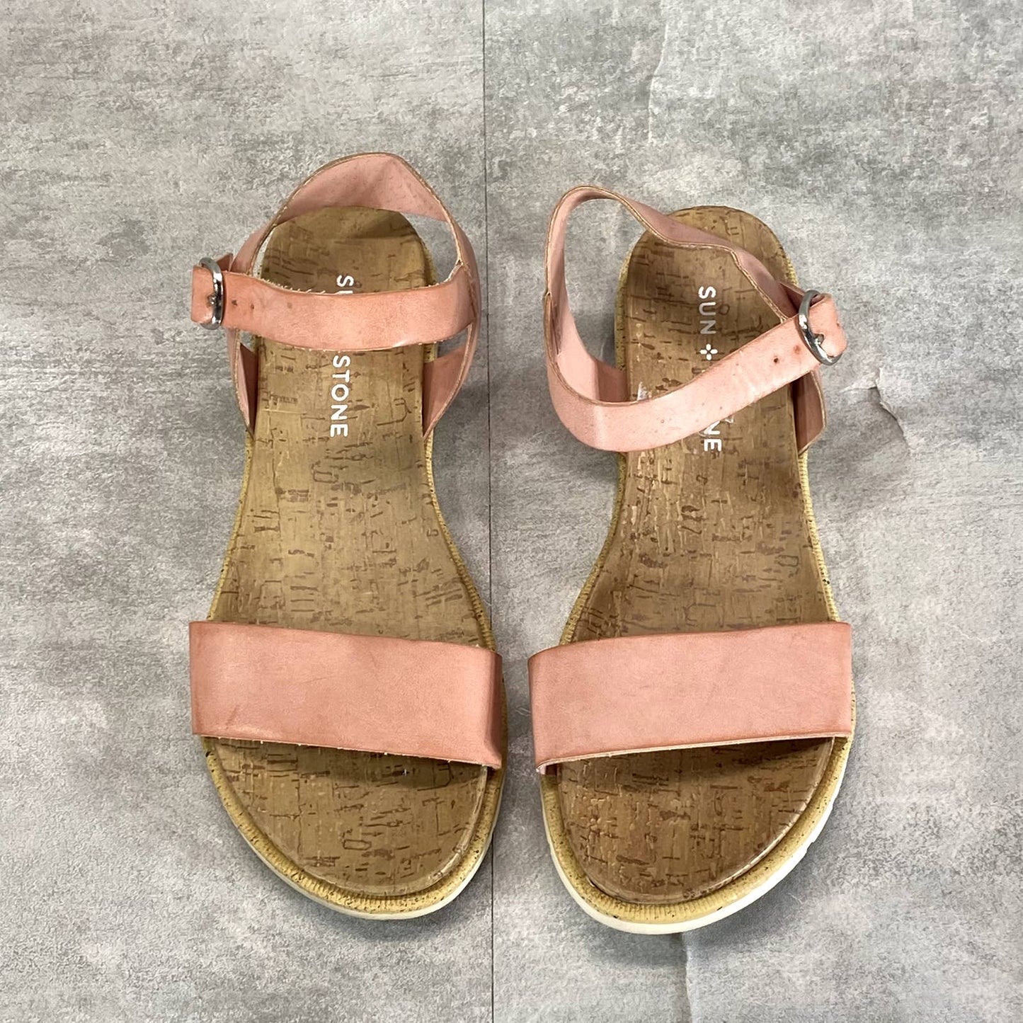 SUN+STONE Women's Blush Mattie Ankle-Strap Round-Toe Slip-Resistant Sandals SZ 6