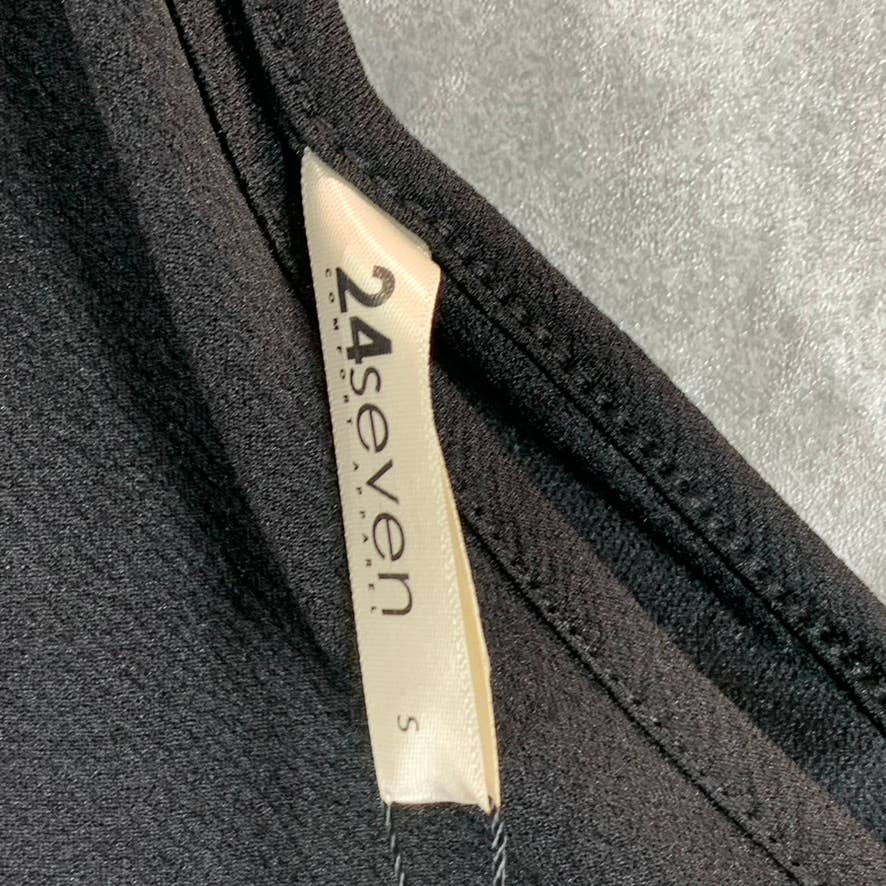 24SEVEN COMFORT APPAREL Women's Solid Black V-Neck Pocketed Hi-Low Dress SZ S