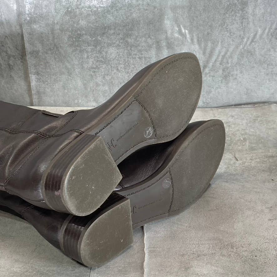 INC INTERNATIONAL Women's Chocolate Leather Fawne Knee-High Riding Boots SZ 8