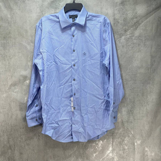 ALFANI Blue Athletic Fit Twill Textured Dress Shirt SZ M