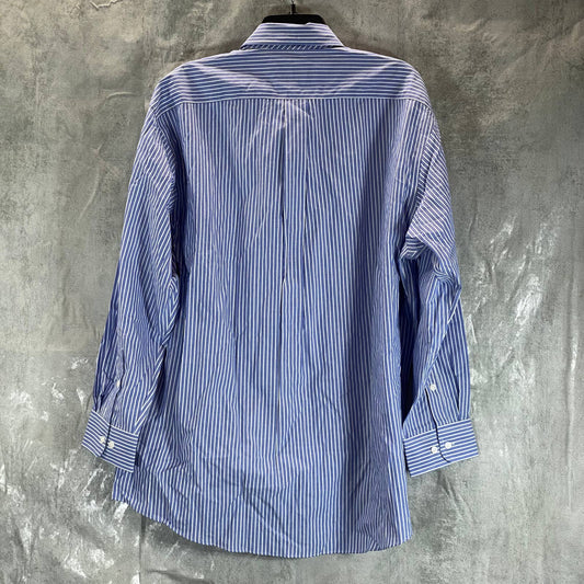 CLUB ROOM Men's Blue Striped Regular-Fit Button-Up Dress Shirt SZ 17 32/33