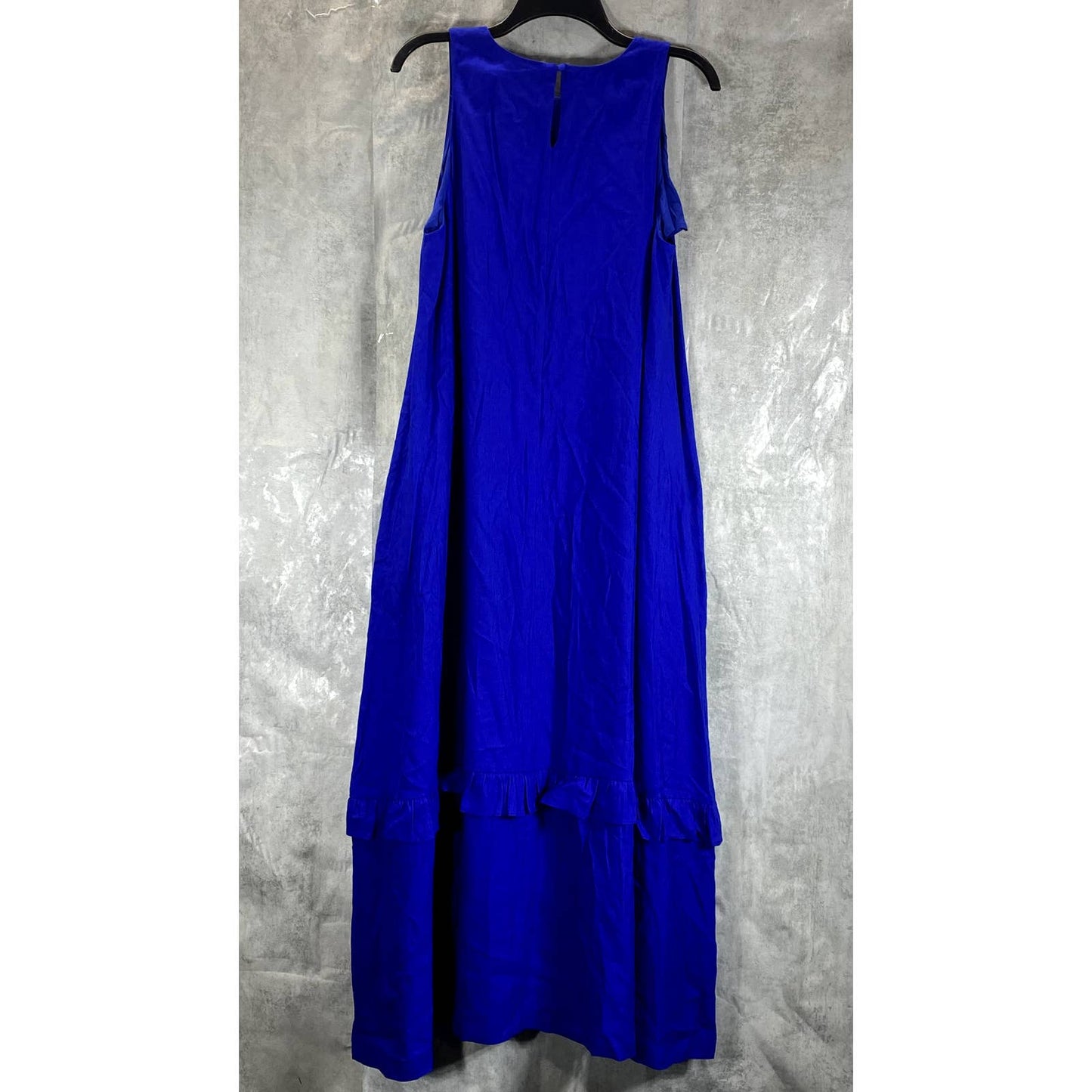 ALFANI Women's Modern Blue Scoopneck Sleeveless Ruffle Maxi Dress SZ L