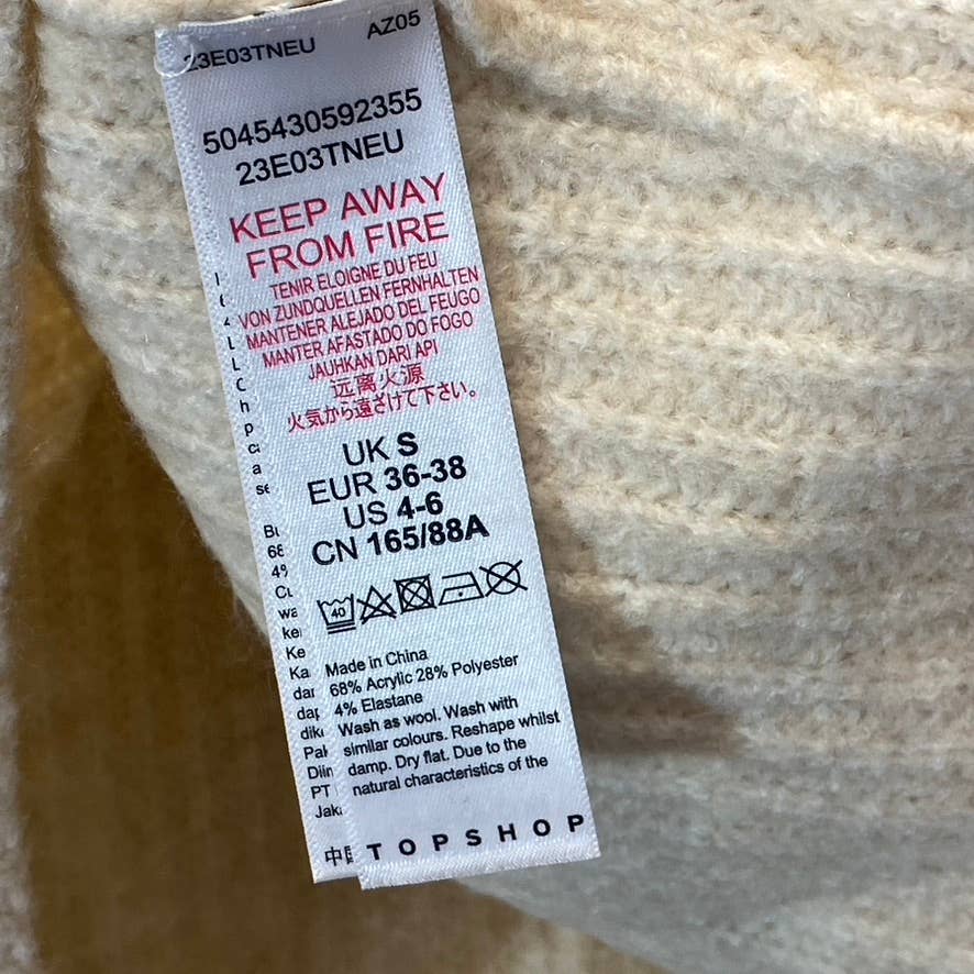 TOPSHOP Women's Nude Crewneck Knit Long Sleeve Pullover Crop Sweater SZ 4-6