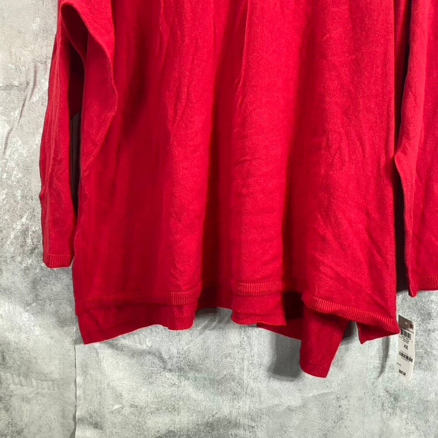 INC INTERNATIONAL CONCEPTS Women's Plus Real Red V-Neck Hi-Low Hem Pullover SZ4X