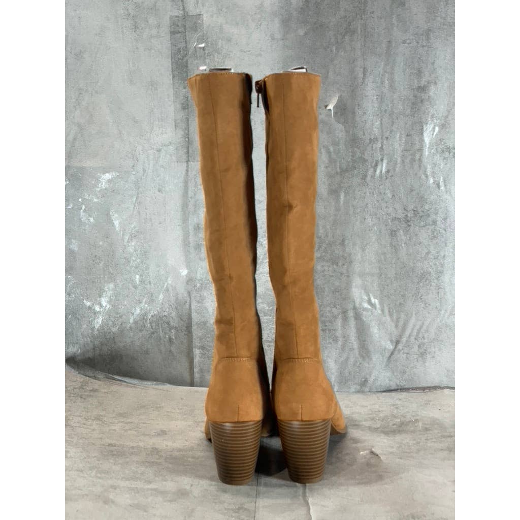 STYLE & CO Women's Bark Microsuede Warrda Round-Toe Block-Heel Tall Boots SZ 7