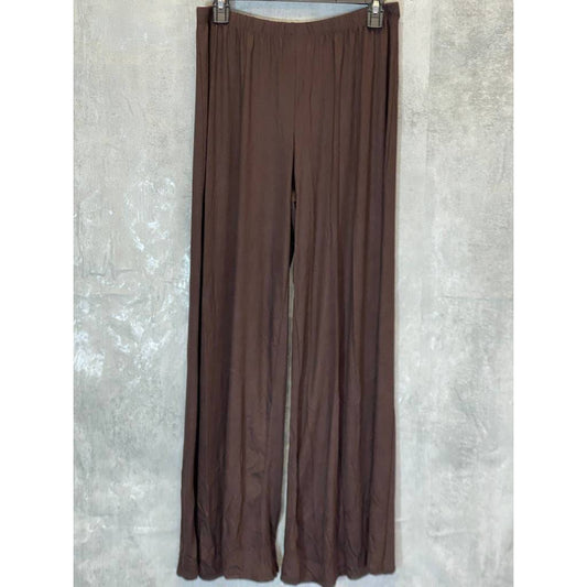 24/7 COMFORT APPAREL Women's Plus Size Brown Comfortable Loose-Fit Pull-On Palazzo Pants SZ 1X