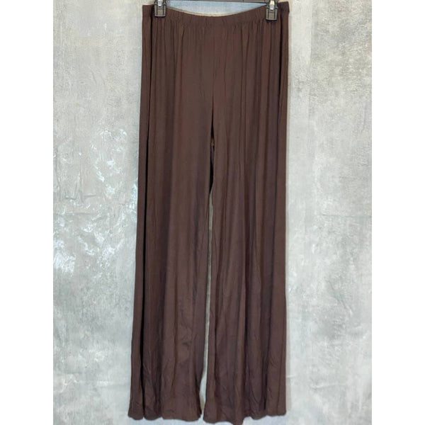 24/7 COMFORT APPAREL Women's Plus Size Brown Comfortable Loose-Fit Pull-On Palazzo Pants SZ 1X