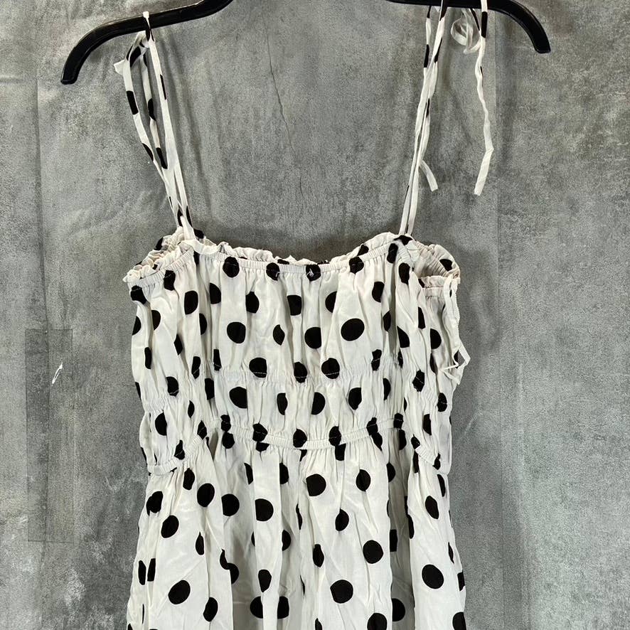 LINE AND DOT Women's White/Black Dot Sunday Polka Dot Midi Dress SZ S