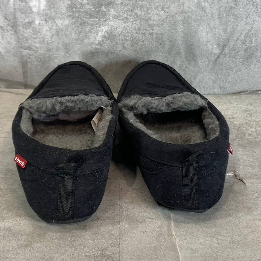 LEVI'S Men's Black Harlin 2 Microsuede Faux-Fur Venetian Slippers SZ M(8-9)