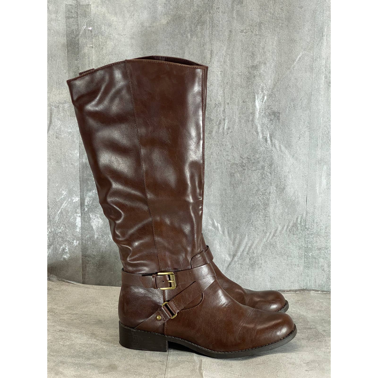 STYLE & CO Women's Cognac Marliee Full Side-Zip Round-Toe Tall Riding Boot SZ9.5