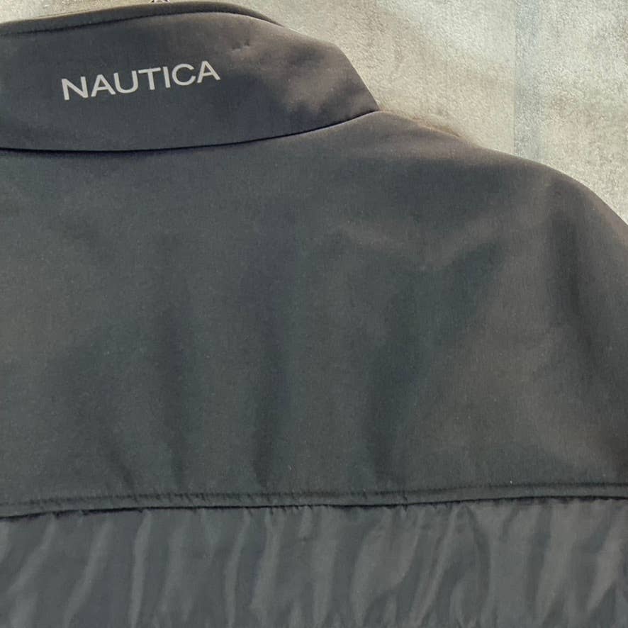 NAUTICA Men's Black Solid Mixed Media Lightweight Water-Resistant Jacket SZ XL