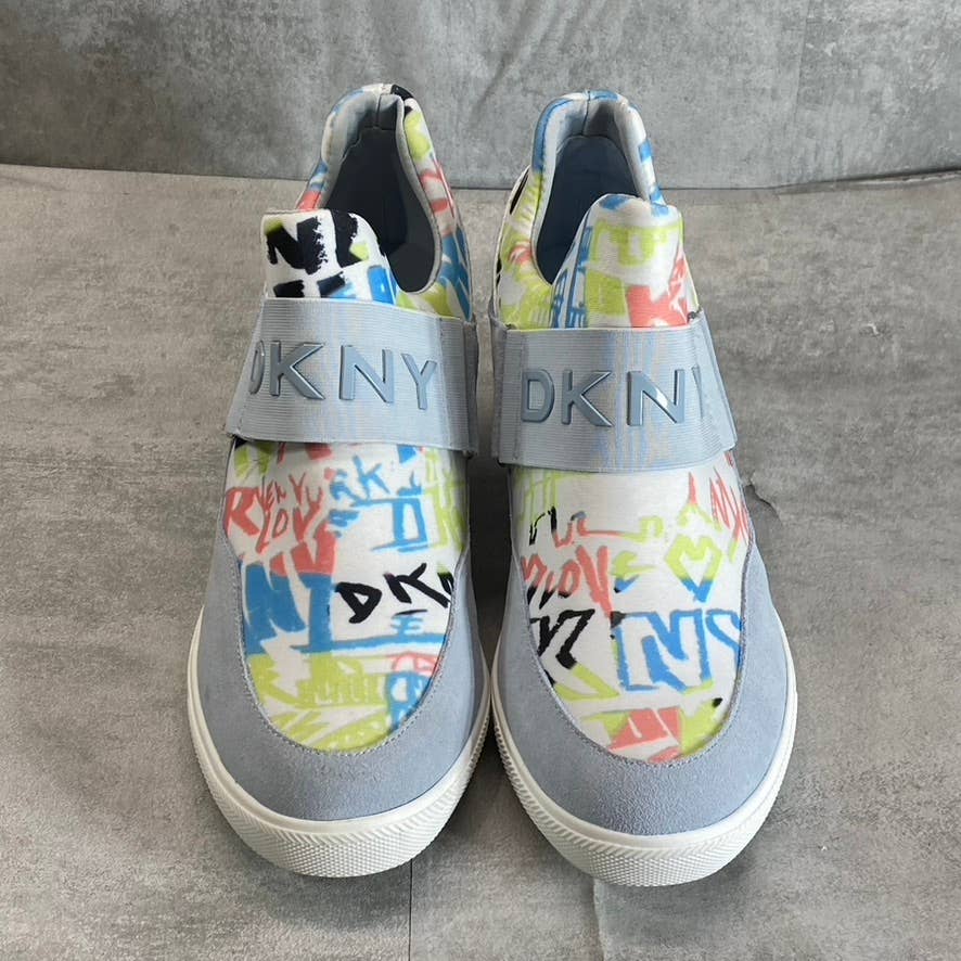 DKNY Women's Pastel Blue Multi Cosmo Slip-On Wedge Sneakers SZ 10