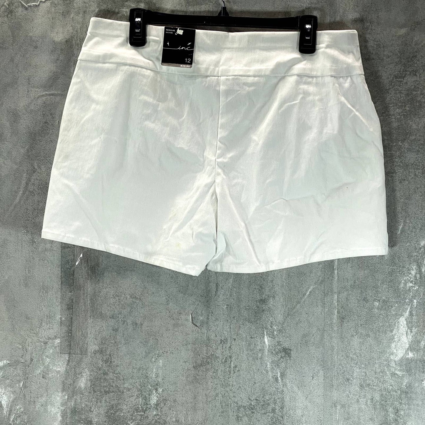 INC INTERNATIONAL CONCEPTS Women's Bright White Mid-Rise Pull-On Shorts SZ 12
