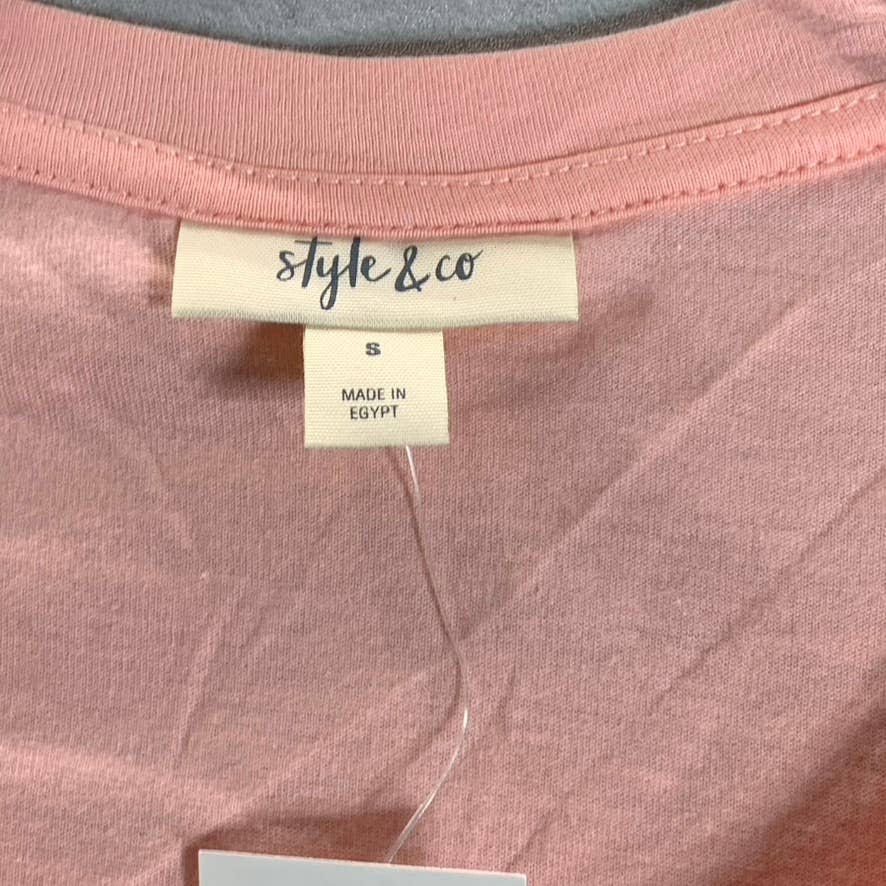 STYLE & CO Women's Champagne Pink Scoop-Neck Short Sleeve Classic Tee SZ S