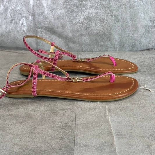 GBG LOS ANGELES Women's Pink Blossom Strappy Flat Sandals SZ 7.5