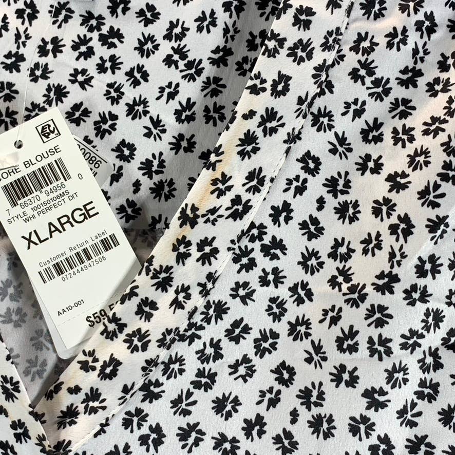 ALFANI Women's White Perfect Shirred Printed V-Neck Dolman-Sleeve Top SZ XL