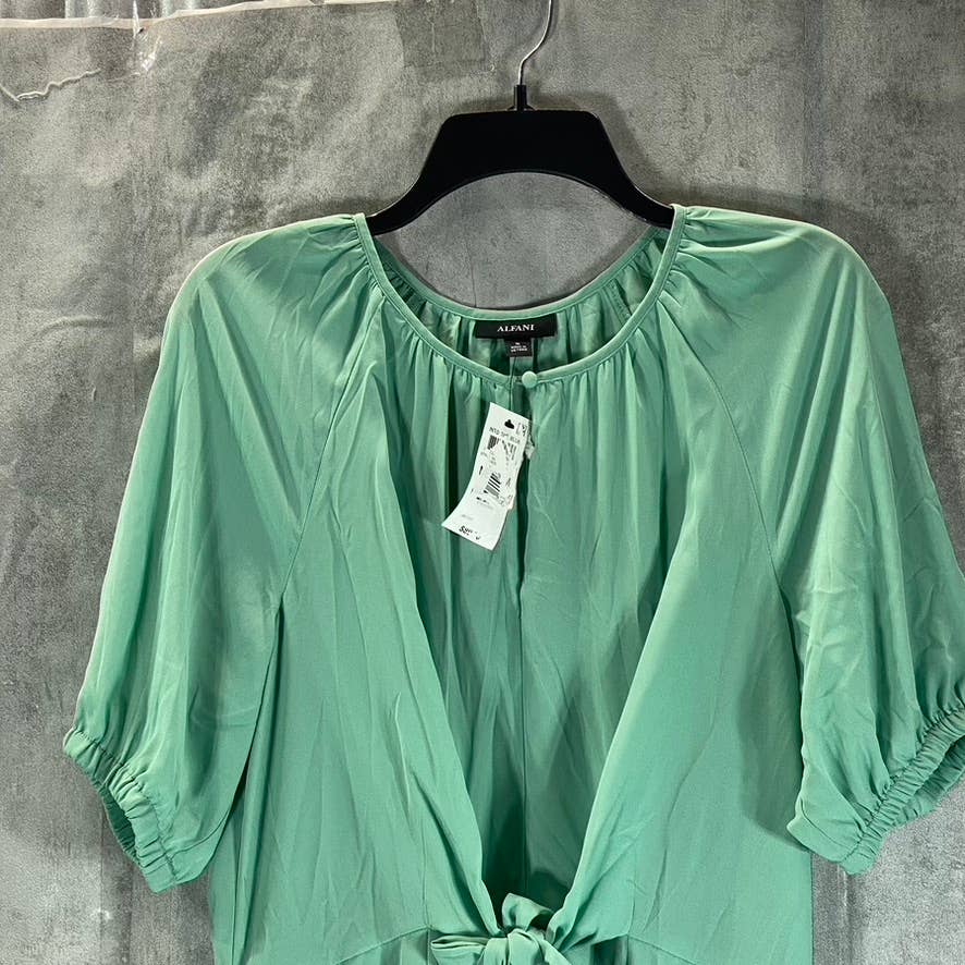ALFANI Women's Fresh Spring Tie-Front Keyhole Elbow-Sleeve Midi Dress SZ M