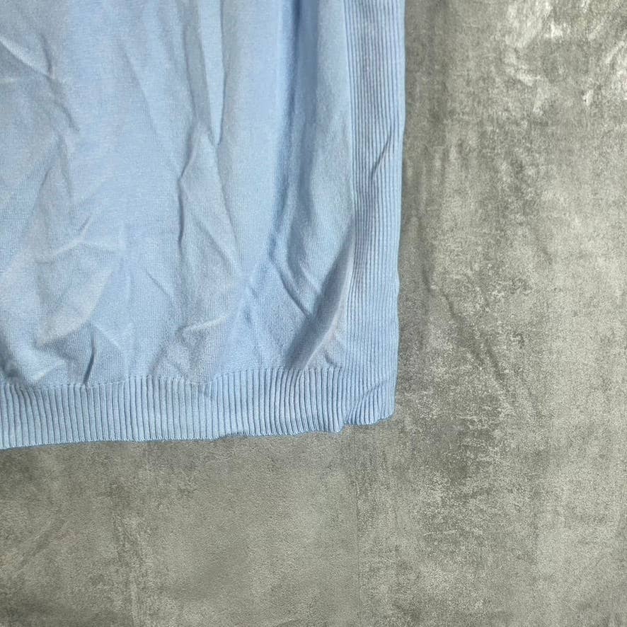 ALFANI Men's Light Blue Rib Raglan 3-Button Short-Sleeve Polo Shirt SZ L
