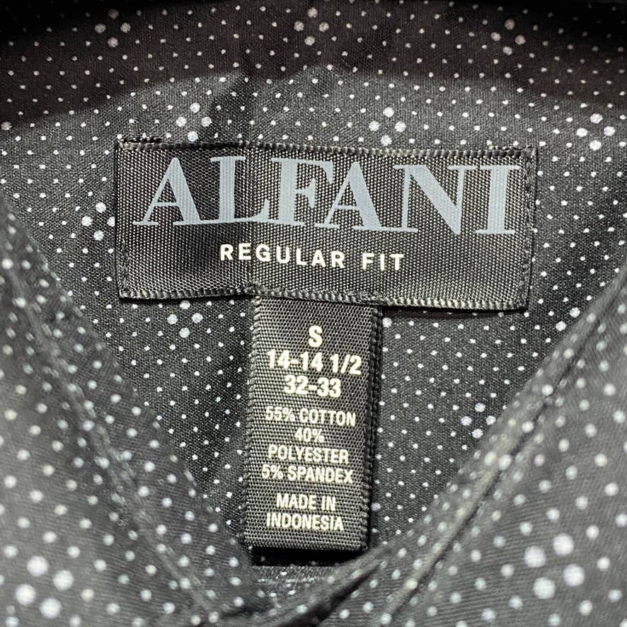 ALFANI Black Regular Fit Cooling Performance Stretch Solid Dress Shirt SZ S