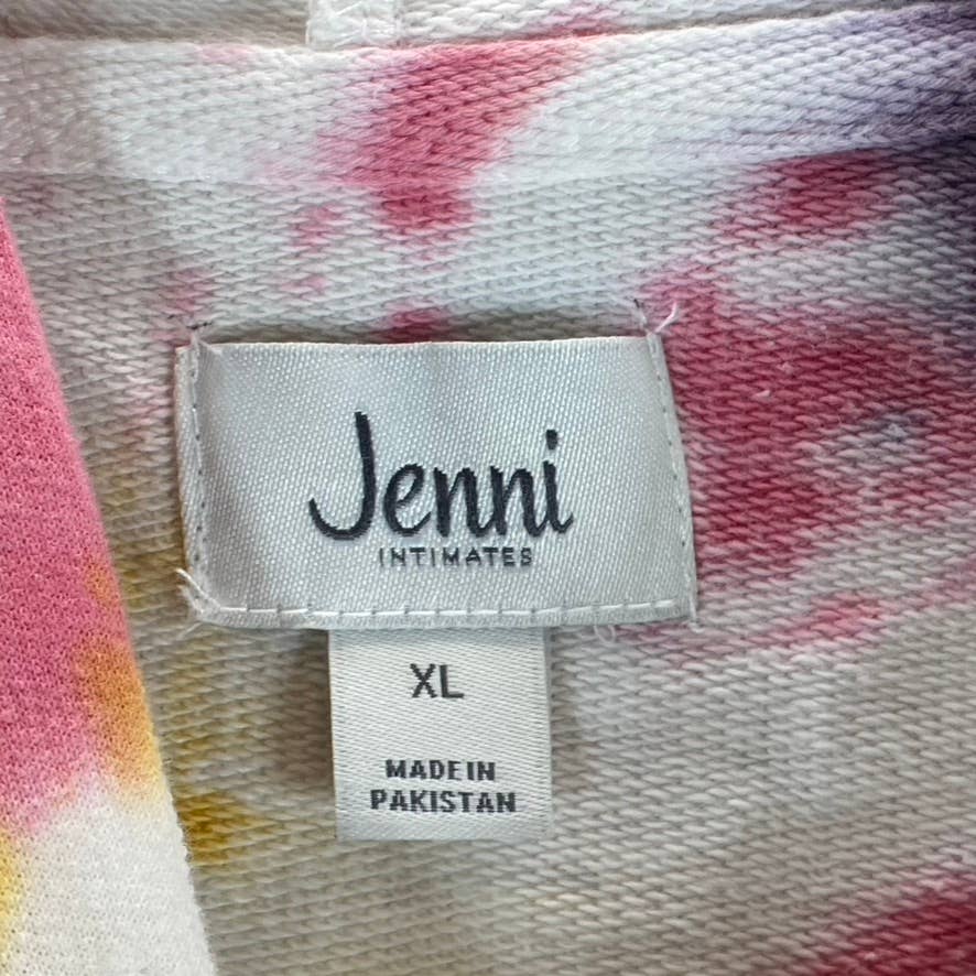 JENNI Women's White Bold Tie-Dye On Repeat Hooded Lounge Pullover SZ XL