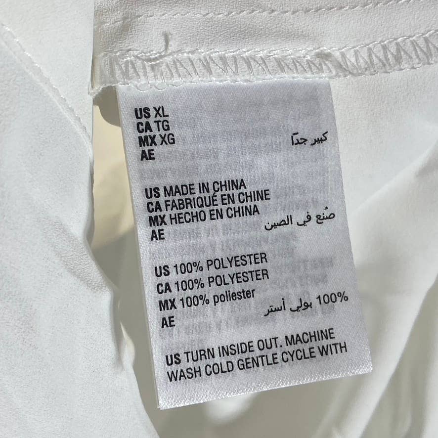 BAR III Women's Lily Ruffle V-Neck Sleeveless Button-Up Top SZ XL