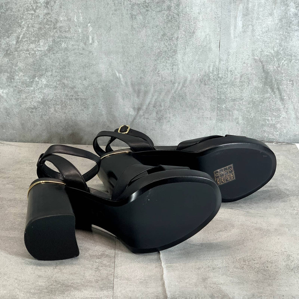 MICHAEL MICHAEL KORS Women's Black Leather Angela Ankle-Strap Dress Sandals SZ10