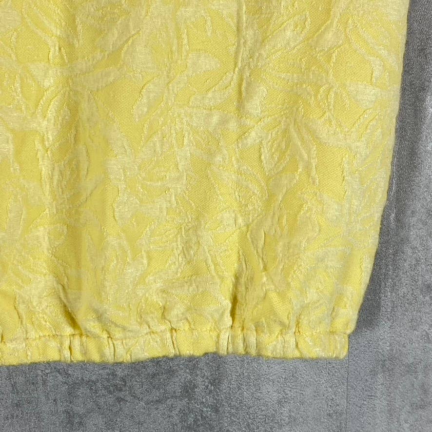 BELLDINI Women's Pineapple Textured Pleated Ruffle-Sleeve V-Neck Top SZ S